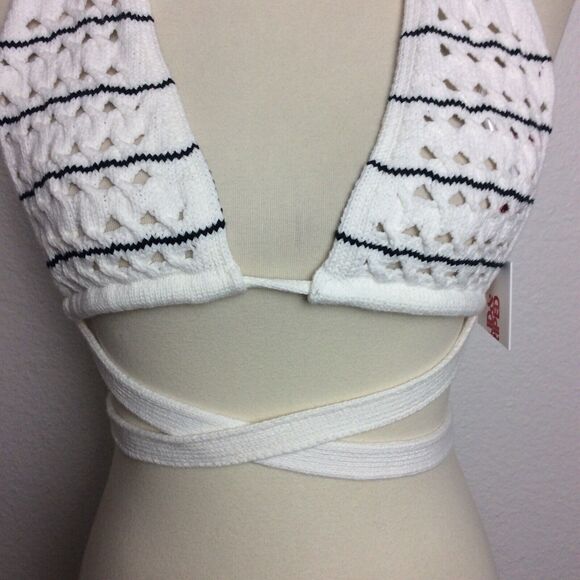 Solid & Striped Bikini Top Camilla Striped Knit Criss Cross Wrap Swimwear - Picture 3 of 6